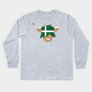 Isle of Barra flag shirt scottish highland cow Kids Long Sleeve T-Shirt